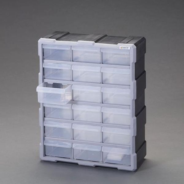 【製造業者棚卸し資産あり】 エスコ ESCO 381x159x476粍 部分品収納家具（3列6段） EA957FT-2 固定ディスク店