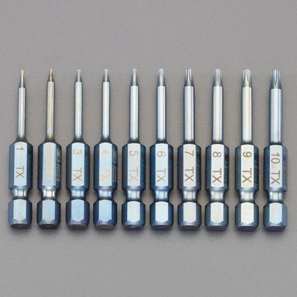 【メーカー在庫あり】 エスコ ESCO 10本組/T 1-T10 [TORX] ドライバービット EA611PG-100 HD店｜ヒロチー商事 ハーレー 店