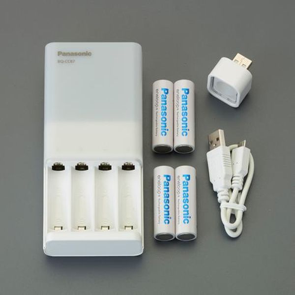 【メーカー在庫あり】 エスコ ESCO [単3・単4] 電池急速充電器 (エネループ単3x4本付) EA758YS-41A HD店