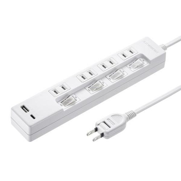 【メーカー在庫あり】 エスコ ESCO AC125V/14A タップ (USB充電ポート付/個別スイッチ) EA815GM-241B HD店