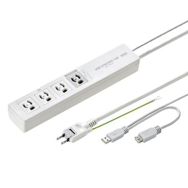 【メーカー在庫あり】 エスコ ESCO 125V/15Ax2m パソコン連動タップ (4口/USB感知式) EA815GM-385 HD店｜ヒロチー商事 ハーレー 店