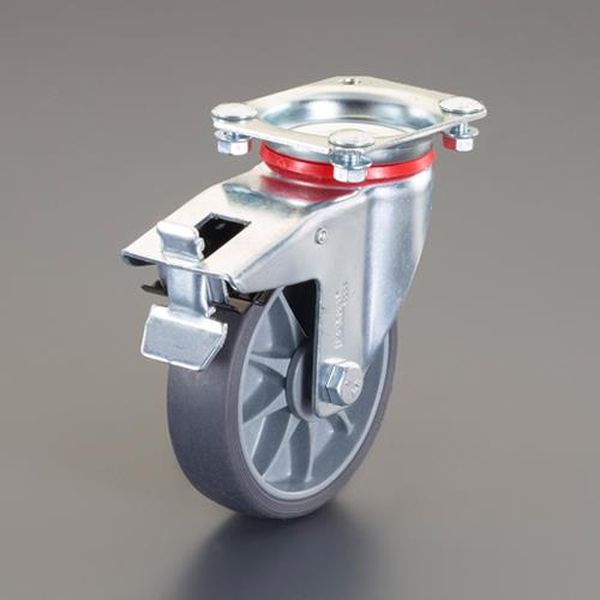 【メーカー在庫あり】 エスコ ESCO 200mm キャスター (自在/TPEタイヤ/ESD/ブレーキ付) EA986CE-200 HD店