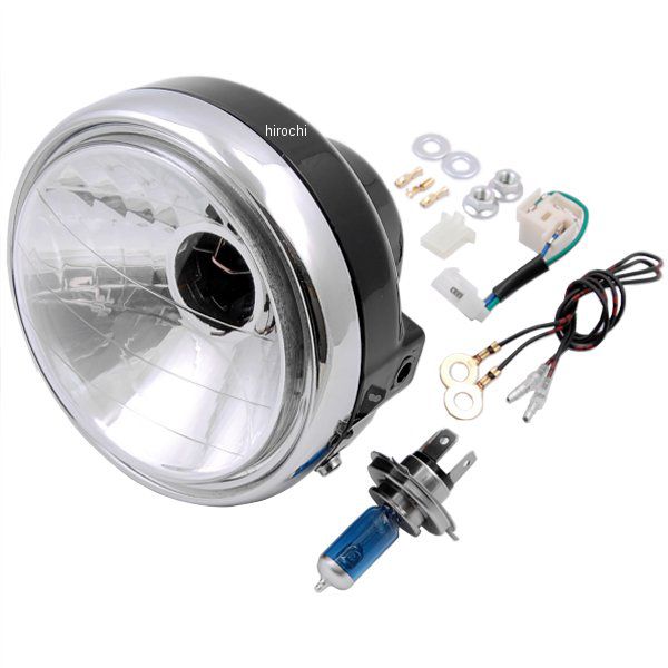 SP武川 マルチリフレクターヘッドライト H4 取付け幅 155mm 12V 35W 35W H4スーパーホワイトバルブ付 汎用 09-03-0776 HD店