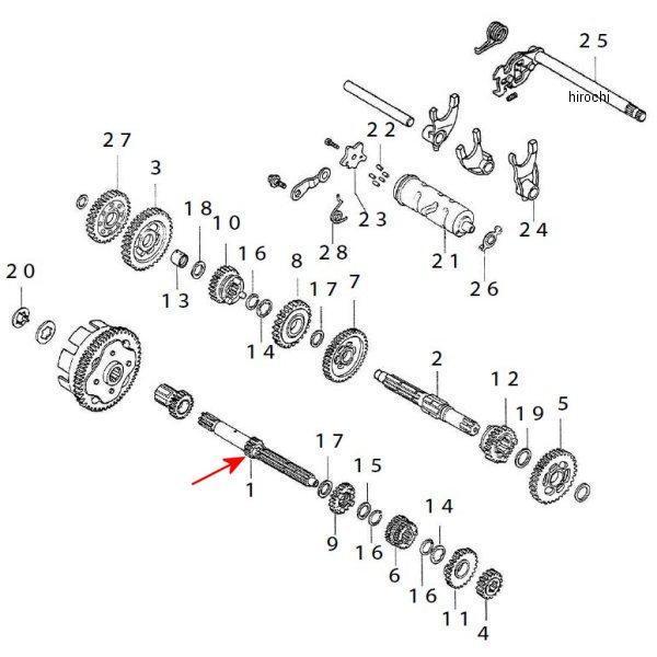SP武川 メインシャフト 17T (6速/湿式) NSF/エイプ 00-00-1728 HD店｜ヒロチー商事 ハーレー 店