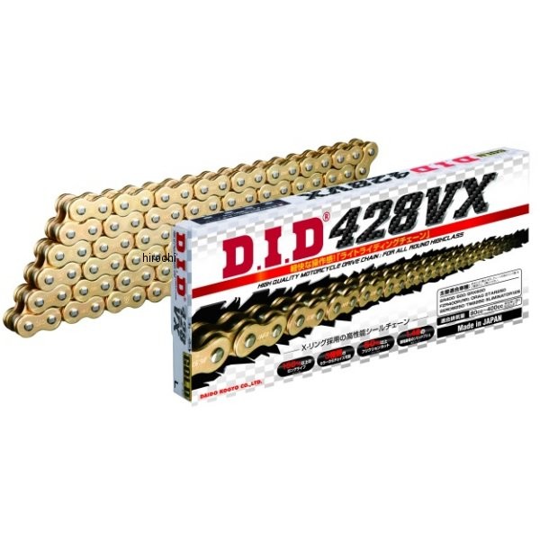 4525516378840 DID 大同工業 チェーン 428VX VXシリーズ Xリング ゴールド 146L カシメ DID 428VX-146L ZJ(カシメ) GOLD HD店|ヒロチー商事 ハーレー 店