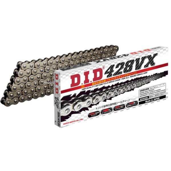 4525516355858 DID 大同工業 チェーン 428VX VXシリーズ Xリング スチール 148L カシメ DID 428VX-148L ZJ(ｶｼﾒ) HD店｜ヒロチー商事 ハーレー 店