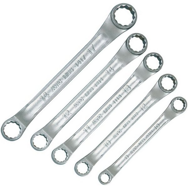 【メーカー在庫あり】 KTC 京都機械工具 45°×6°ショートめがねレンチセット(5本組) TM5S05-KC HD店