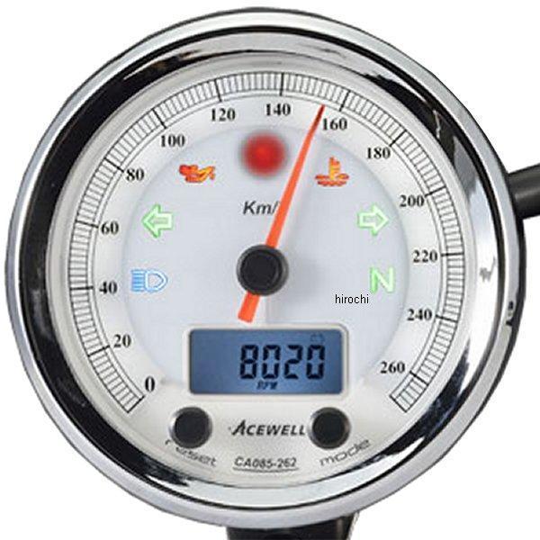 エースウェル ACEWELL 多機能デジタルメーター 210Km/H 白パネル CA085-212-W HD店