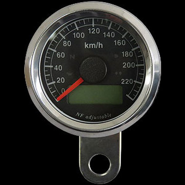 【メーカー在庫あり】 ネオファクトリー 48mm インジケーター付き スピードメーター ステンレス 黒盤 白光 015995 HD店