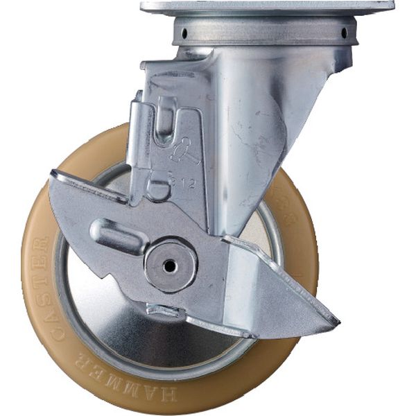 【メーカー在庫あり】 413SURB125 旋回式ウレタン車輪(ローラーベアリング)125mm ストッパー付 413S-URB125-BAR01 HD店