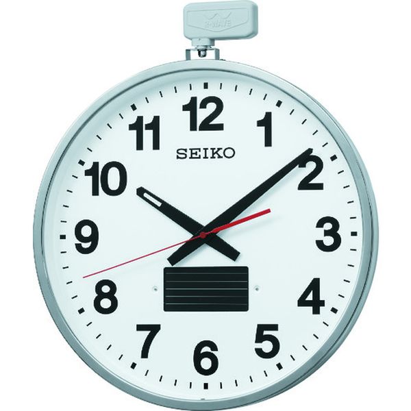 【製造業者店卸し資産あり】 セイコータイムクリエーション(株) SEIKO ソーラー屋外用大型電磁波掛け時計 527×450×78 金属元素枠 空想科学小説211S 固定ディスク店