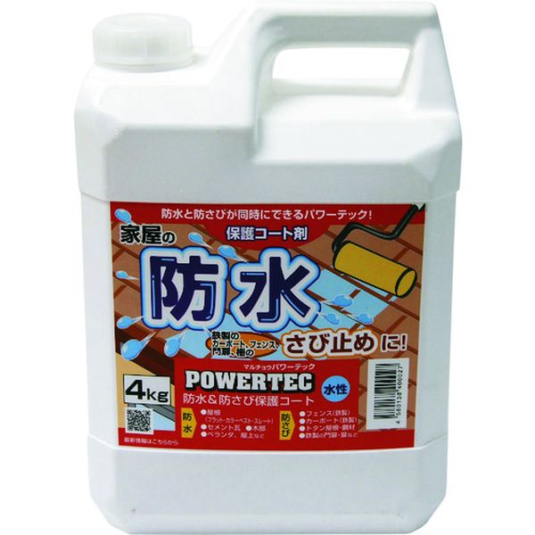 【メーカー在庫あり】 (株)インダストリーコーワ パワーテック 防水塗料 防水・防錆保護コート剤(水性) 透明 4kg 17592 HD店