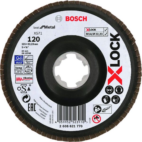 【メーカー在庫あり】 ボッシュ(株) ボッシュ X-LOCK 研磨ディスク125G120ベント 10枚入り 2608621770 HD店