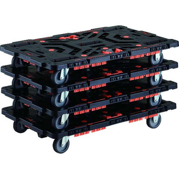【メーカー在庫あり】 連結式樹脂製平台車 ビートル 900X600 自在3輪 コボレ止めセット とめたろう付 まとめ買い4台 BT900KJ3-E100T-M4 HD店