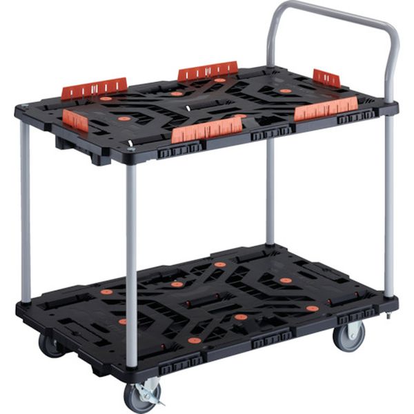 【メーカー在庫あり】 連結式樹脂製2段台車 ビートル 900X600 自在3輪 内2輪ストッパー付 コボレ止めセット ハンドル付 BT924KJ3S2-E100 HD店