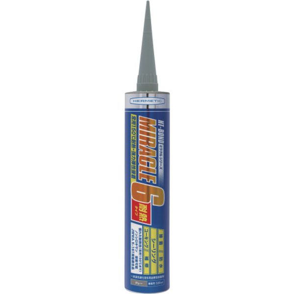 【メーカー在庫あり】 多用途弾性防水接着剤 Miracle6 耐熱タイプ グレー 333ml MIRACLE6TNGY333 HD店
