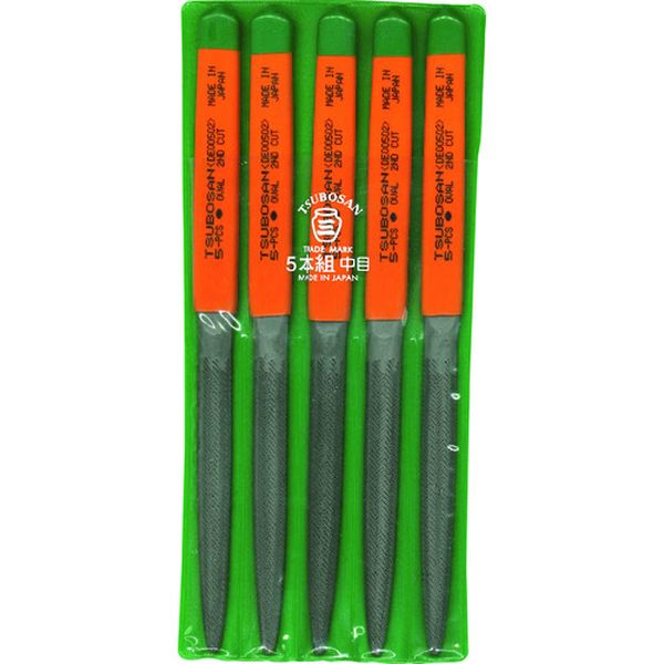 【製造会社店卸し資産あり】 DE00502  ツボサン(株) ツボサン 組ヤスリ 5本組 楕円面 中目 DE005-02 固定ディスク店