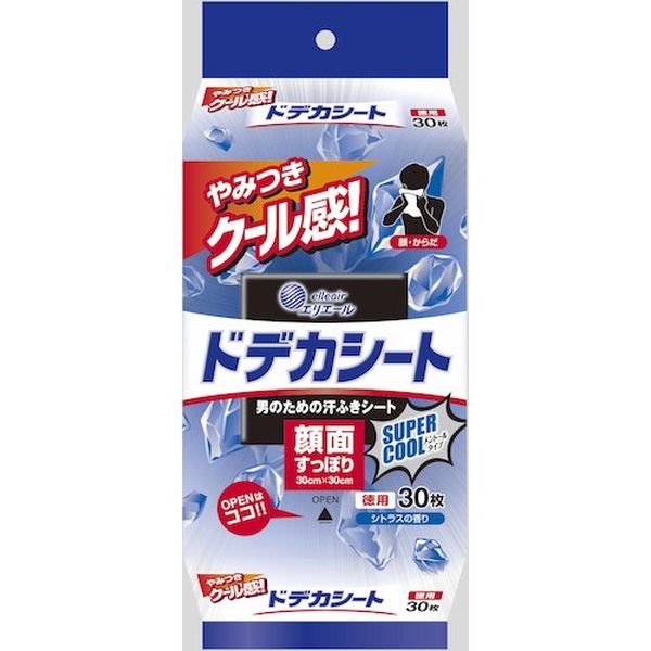 【メーカー在庫あり】 (株)EBS エリエール ゴシゴシふけるドデカシートスーパークール30枚 12パック入り 833386 HD店