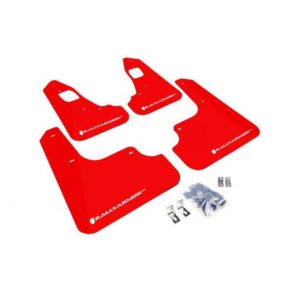 【USA在庫あり】 Rally Armor 08年-17年 ミツビシ EVO X レッド UR Mud Flap w/ White Logo ralMF10-UR-RD/WH HD店
