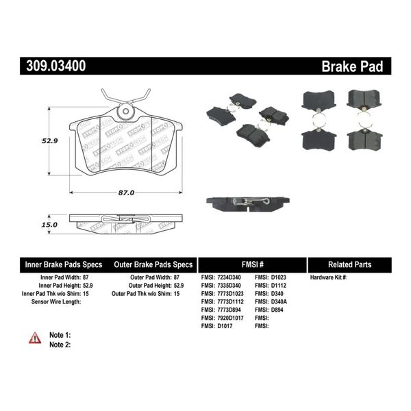 【USA在庫あり】 StopTech 02年-08年 アウディ A4 Quattro/2/99年-02年 アウディ S4/93年-10年 VW Golf GL/GLS パフォーマンス リアブレーキパッド sto309.03400 HD店 14,355円