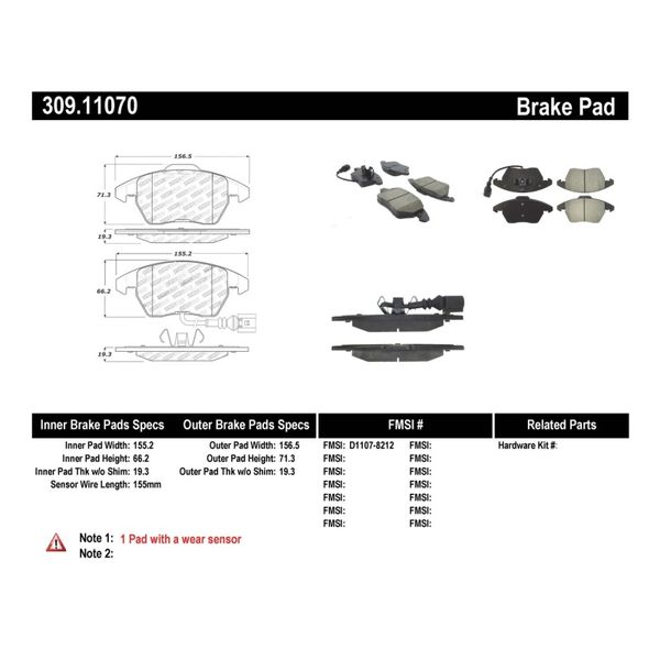 【USA在庫あり】 StopTech パフォーマンス 06年-10年 アウディ A3/08年-10年 アウディ TT/06年-09年 VW GTI/05年-10年 Jetta フロント ブレーキパッド sto309.11070 HD店