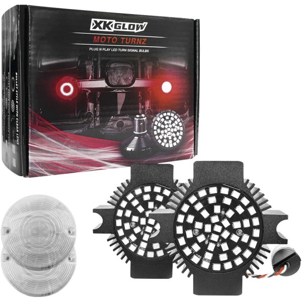 【USA在庫あり】 XKGLOW LEDウインカー レンズキット ダブル 1157 フラットスタイル用 クリアレンズ 赤 xkgXK1157F-RR-C JP店