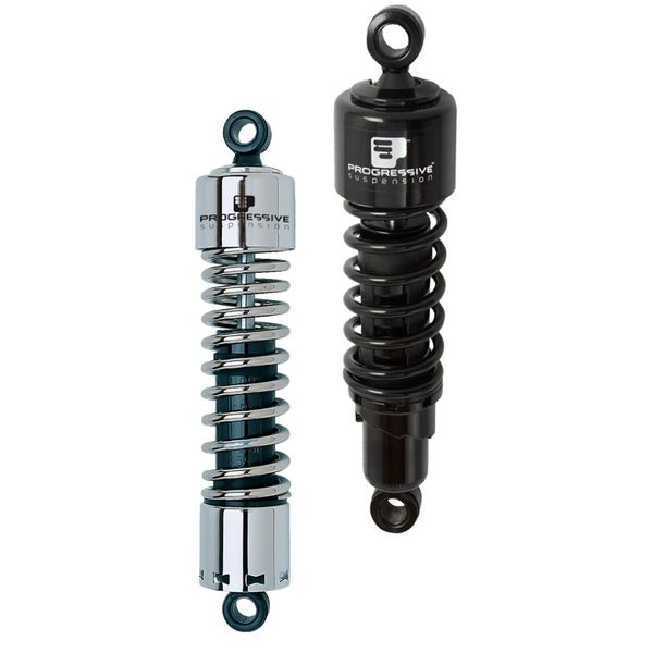 【USA在庫あり】 Progressive Harley 412 Series Shocks 14.2in - Chrome pgr412-4012C JP店