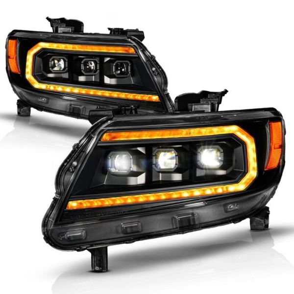 【USA在庫あり】 ANZO 15-22 Chevy Colorado Full LED Headlights w/ Initiation (Amber DRL) - Black anz111641 JP店