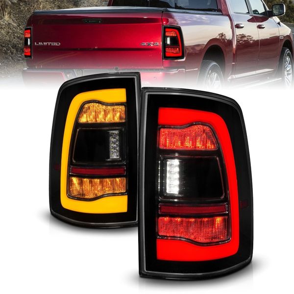 【USA在庫あり】 ANZO 09-18 Dodge Ram 1500 Sequential LED Taillights Smoke Black w/Switchback Amber Signal anz311472 JP店