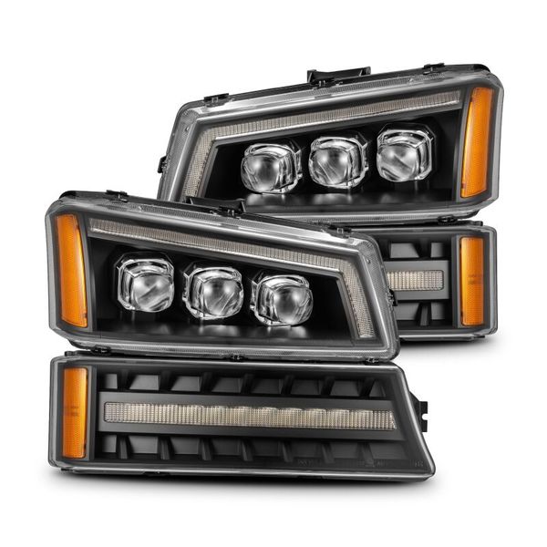 【USA在庫あり】 AlphaRex 03-06 Chevy Silverado 1500/2500HD/3500HD/Avalanche Black NOVA LED Proj Headlights arx880256 JP店