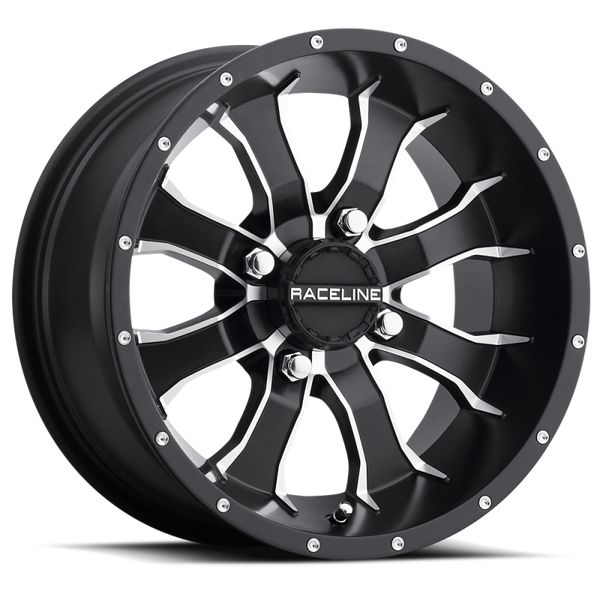 【USA在庫あり】 Raceline A77 Mamba 14x7in / 4x110 BP / 10mm Offset / 83.8mm Bore - Black & Machined Wheel rclA7747011-52 JP店