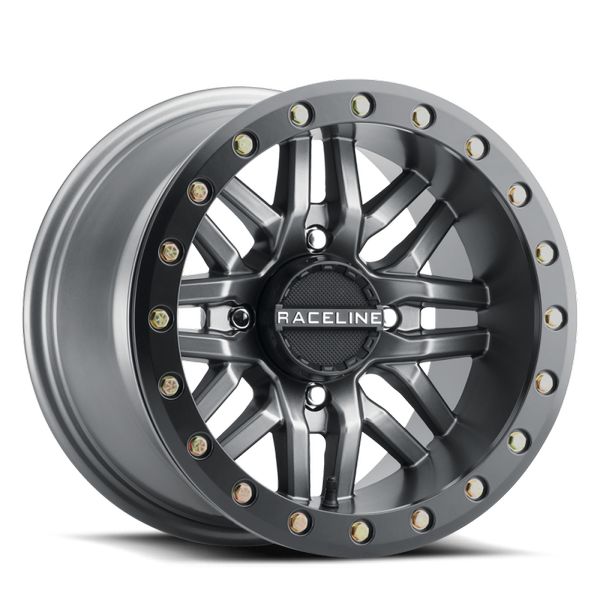 【USA在庫あり】 Raceline A91G Ryno 15x7in/4x156 BP/10mm Offset/132.5mm Bore - Gunmetal & Black Ring Beadlock Wheel rclA91G-57056-52 JP店