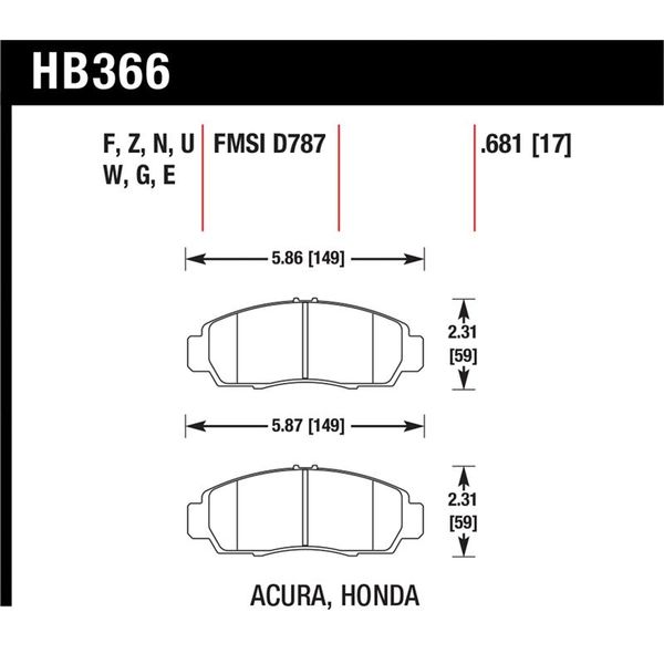 【USA在庫あり】 Hawk 04+ Accord TSX / 99-08 TL / 01-03 CL / 08+ Honda Accord EX HP+ Street Front Brake Pads hawkHB366N.681 JP店