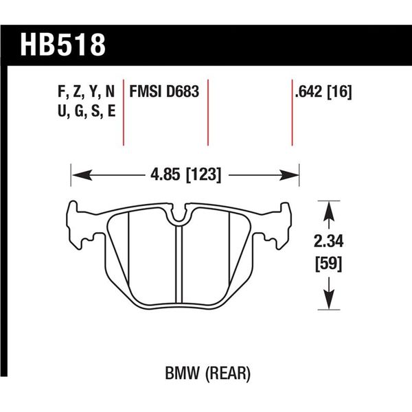 【USA在庫あり】 Hawk BMW 3/5/7Series/M3/M5/X3/X5/Z4/Z8 / Land Rover Range Rover Blue 9012 Race Rear Brake Pads hawkHB518E.642 JP店