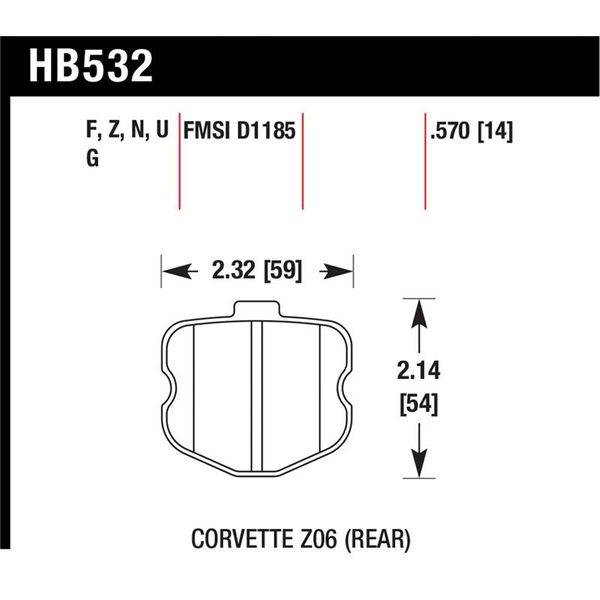 【USA在庫あり】 Hawk 06-10 Chevy Corvette (OEM Pad Design) Rear HP+ Street Brake Pads hawkHB532N.570 JP店