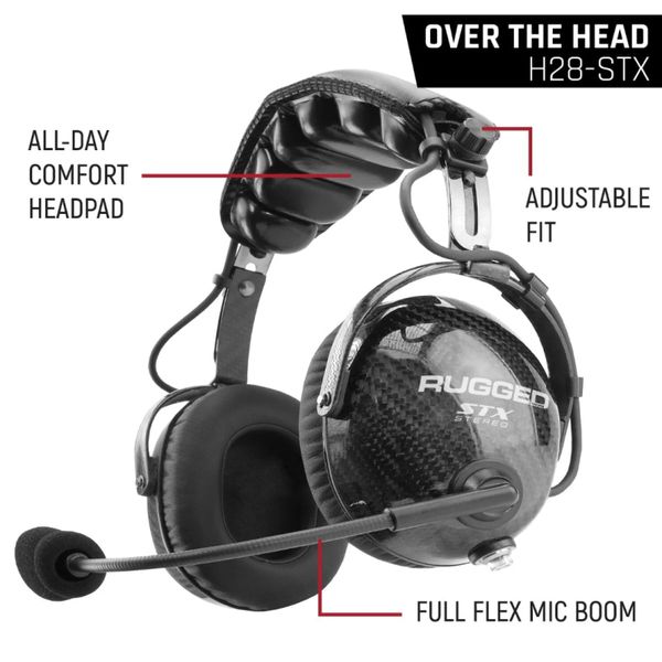 【USA在庫あり】 Rugged Radios AlphaBass Carbon Fiber Headset for STEREO and OFFROAD Intercoms Over The Head rgdH28-STX JP店