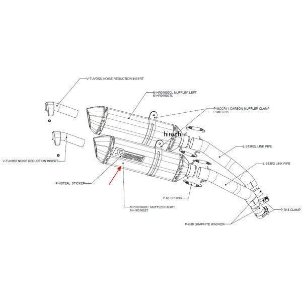 アクラポビッチ AKRAPOVIC リペアサイレンサーR-TYPE E1仕様 右側 08年以降 ハヤブサ GSXR1300 カーボン M-HR01602C JP店