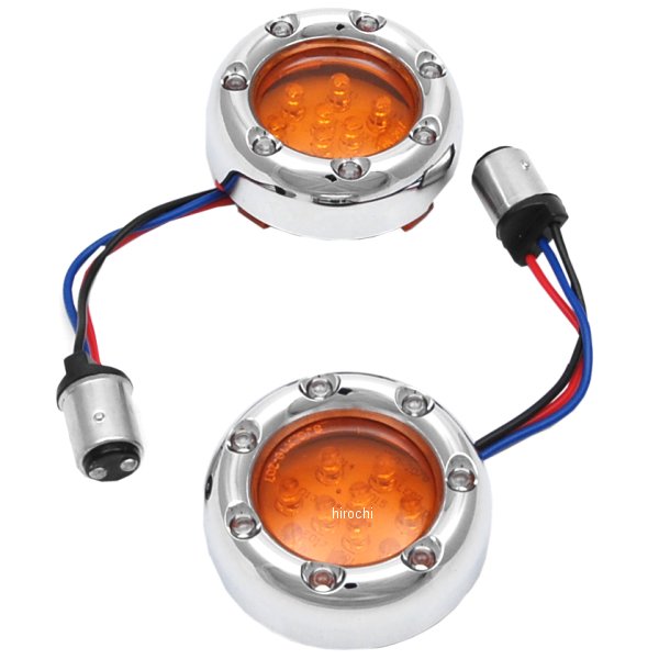 【USA在庫あり】 アレンネス Arlen Ness LEDウインカーリング ダブル球仕様 クローム/オレンジ/白 2040-0850 JP店