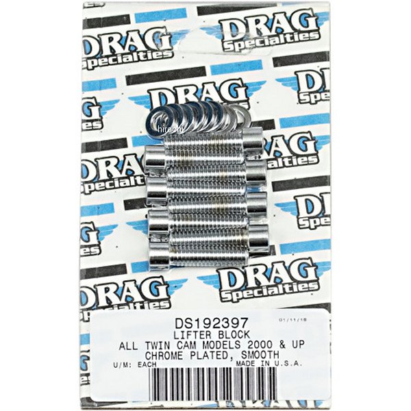 【USA在庫あり】 DS-192397 DRAG ボルトキット リフターベース 99年-17年 Twin Cam クローム/無地 DS192397 JP店