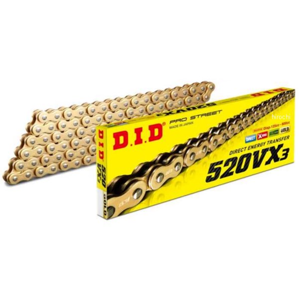 DID 大同工業 チェーン 520VX3 VXシリーズ Xリング ゴールド 102L クリップ 4525516321167 JP店