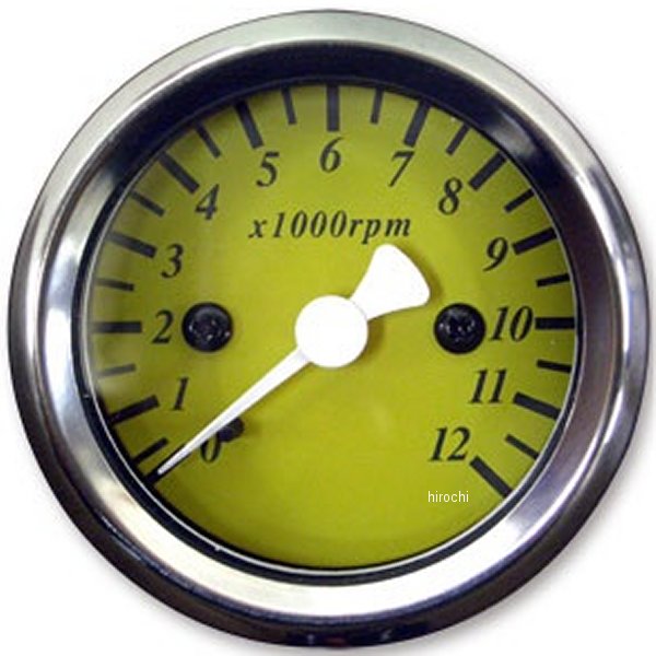 【メーカー在庫あり】 ガッツクローム 48mm タコメーター 黄 電気式 電球照明 4100-5013 JP店