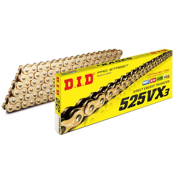 DID 大同工業 チェーン 525VX3 VXシリーズ Xリング ゴールド 108L カシメ 4525516396653 JP店|株式会社ヒロチー商事 店