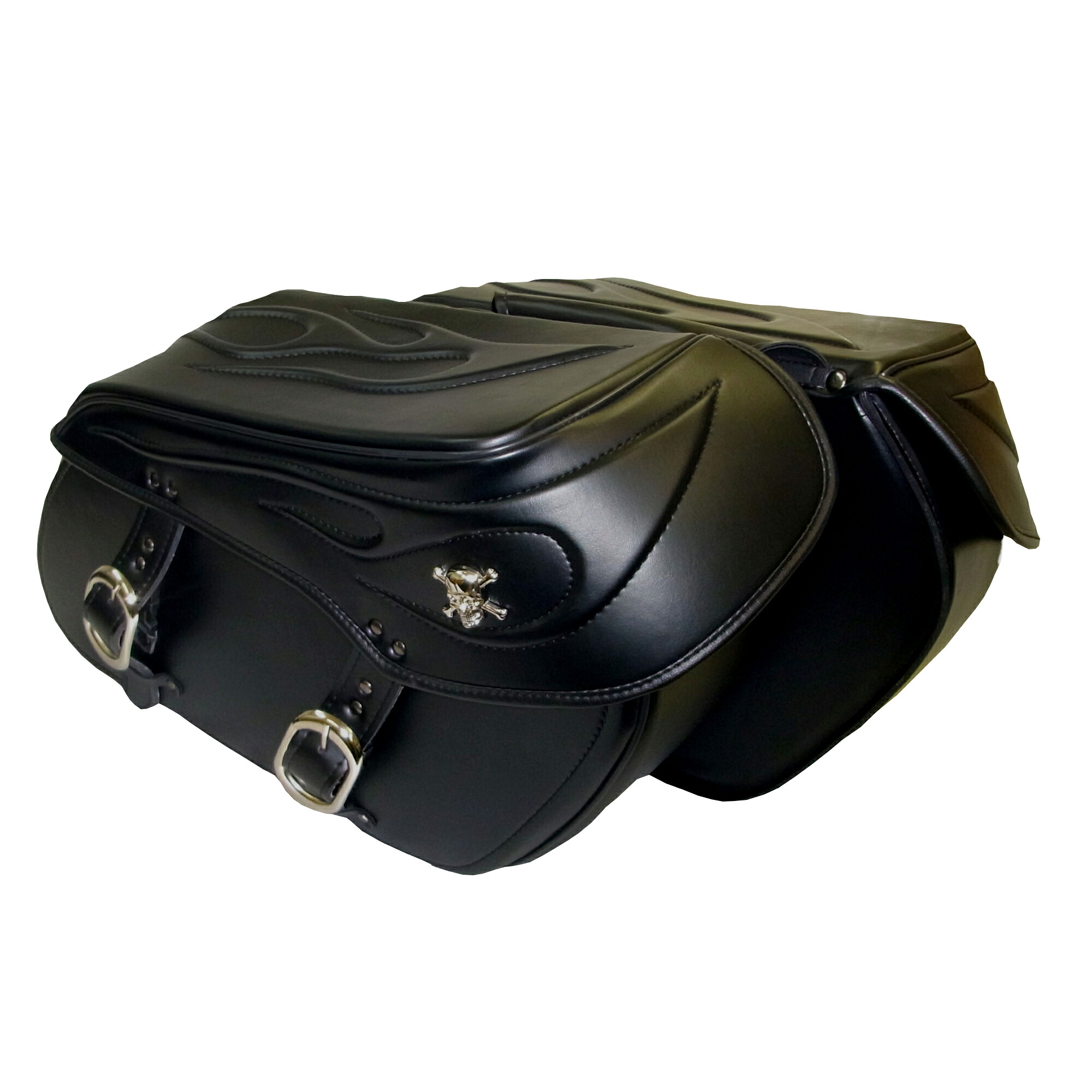 クロス Xross ラージサイドバッグ ダブルバッグ 黒 フレアステッチ シルバースカル BSF-001-SA JP店|株式会社ヒロチー商事 店