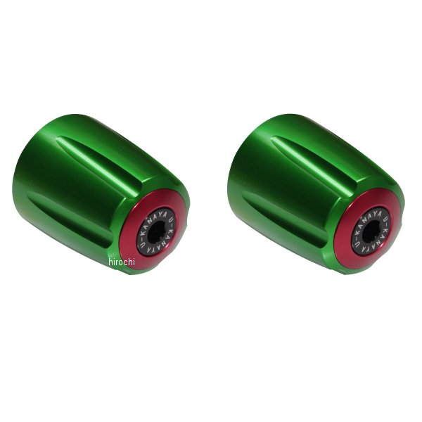 【メーカー在庫あり】 ユーカナヤ U-KANAYA アルミビレットハンドルバーエンド グルーヴタイプ ZRX1200/ZRX1200DAEG 緑/赤 BEGVGR-KA18-RD JP店