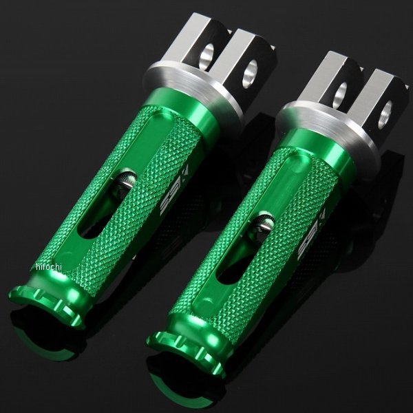 【メーカー在庫あり】 スピードラ SPEEDRA アルミ削り出しステップ レーシングタイプ ライダー用 シルバー/緑 AFPR107GN JP店
