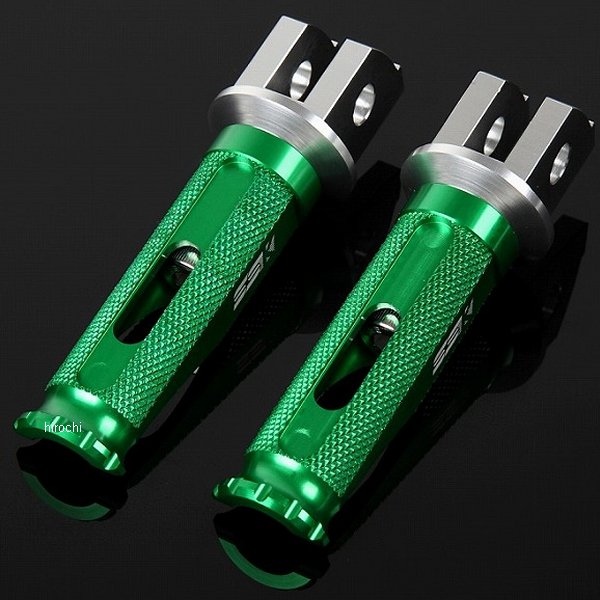 【メーカー在庫あり】 スピードラ SPEEDRA アルミ削り出しステップ レーシングタイプ ライダー用 シルバー/緑 AFPR111GN JP店