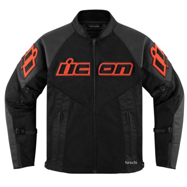 アイコン ICON 春夏モデル ジャケット JACKET MESH AF LEATHER CE 黒/オレンジ XLサイズ 2810-3910 JP店