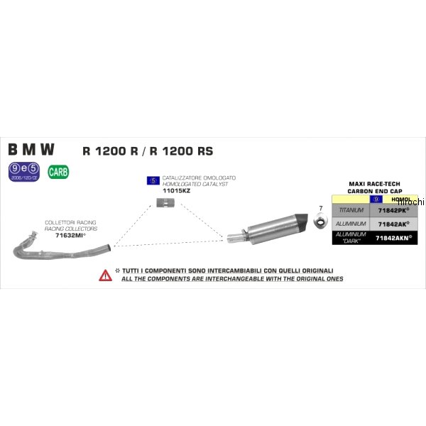 アロー ARROW スリップオンマフラー MAXI RACE TECH 15年-16年 アプリリア RSV4R1200R1100Factory アルミダーク/カーボンエンド 71842AKN JP店｜株式会社ヒロチー商事 店 57,285円