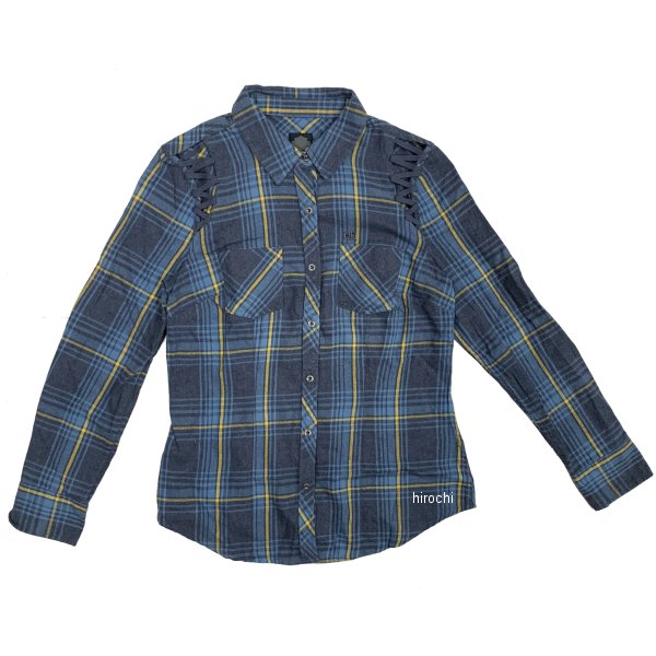 【即納】 ハーレー純正 新品 長袖 シャツ レースショルダー チェック ネイビー レディース XSサイズ 96113-18VW/002S JP店