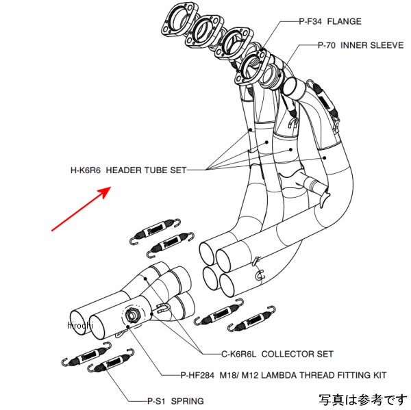 アクラポビッチ AKRAPOVIC リペアパーツ ヘッダーチューブ レーシングライン H-K6R6 JP店｜株式会社ヒロチー商事 店